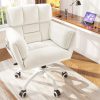 product-fancy-a4e99a72-7dad-459b-8fd7-153e615fd5bb Vanity Chair Skin-Friendly Material with Mid-Back, Modern Adjustable Height Upholstered Swivel Chair with Wheels, Desk Chairs Comfy with Side Pockets for Bedroom