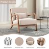 product-fancy-a4ee1b45-ab0b-4b81-9a7c-3bd29e85a2a1 Mid-Century Modern Upholstered Accent Chair with Solid Wood Frame & Extra Pillow, Linen Lounge Reading Armchair for Game & Recreation Room Furniture