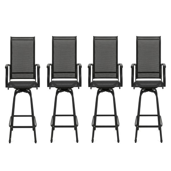 product-fancy-a4f867cc-480c-44f0-93a0-f31724ee09b7 Outdoor High-Back Rotating Dining Chair (2pcs Set/ 4pcs Set, All-Weather 360° Rotating High-Backed Outdoor Patio Dining Chair, Forged Carbon Steel Fabric Patio Chair Set, Suitable for Patios, Lawns And Gardens (Blue/Black/Brown/Grey))