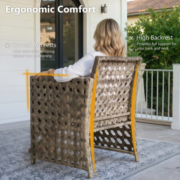 4pcs PE Rattan Bistro Patio Furniture Collection, Outdoor Sectional Featuring 2 Chairs, a Loveseat, And a Coffee Table, Compact Modern Porch Conversation Set for Backyard Garden, Premium Appearance