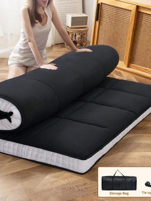 LILYPELLE Japanese Futon Mattress, Folding Sleeping Pad Futon, Portable Camping Mattress With Storage Bag, Black