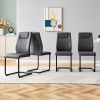 product-fancy-a5539226-9d91-4758-8aab-5a5a4826cd03 Modern PU Leather Dining Chairs Set of 4 - Light Gray/Dark Gray Suitable for Kitchen, Living Room & Dining Room, Foam Cushioned Seats, Cantilever Base with Anti-Slip Footpads, PVC-Coated Faux Leather Armless Chairs, Easy Assembly