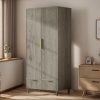 product-fancy-a55d2ba0-abb5-4bb9-80fd-12907912026b Bonnlo Fluted Wardrobe Armoire - Freestanding Wood & MDF Cabinet with Hanging Rack, Shelves & Drawers, Pre-Assembled Bedroom Closet Suitable for Apartments, Dorms, Small Spaces