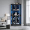 product-fancy-a56f52ee-6dd6-4db7-8afa-0cb06af2a670 65" Tall Corner Wine Bar Cabinet with LED Lights, 4-Tier Liquor Storage Cabinet with Glass Door, Space Saving Organizer for Living Room & Kitchen (Black/White)