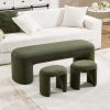 product-fancy-a578d8b8-5c58-4a74-ab3f-38a200b1e45a 53 Inch Long Bedroom Bench with 2pcs Step Stools, Nesting Ottoman Bench Set, Padded End Of Bed Bench Modern Upholstered Bench for Living Room, Entry, Porch