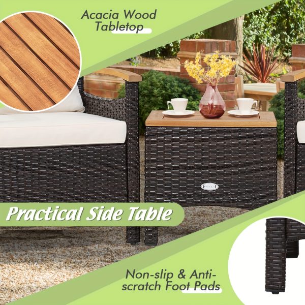 product-fancy-a5a0cfe5-0ca2-4d2d-9839-4c2bec1cedd1 3pcs Patio Rattan Furniture Set Wooden Armrest Table Top Cushioned Deck