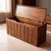 A Large Storage Desk Measuring 47.2 Inches, Featuring a Storage Box Equipped with Two Safety Gel Buffer Hinges. This Box Is Suitable for Use in The Living Room Or Bedroom, Can Support Up to 150 Pounds, Has Two U-Shaped Cutouts