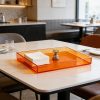 Orange Transparent Acrylic Tray - Creative Desktop Organizer Tray, Multi-functional Home Decorative Tray, Fashionable Minimalist Style Coffee Table Tray, Bathroom Cosmetic Storage Tray, Living Room Ornament Display Tray. Made of High-quality Acrylic