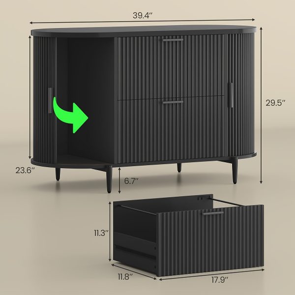 product-fancy-a6332a24-2567-4c57-9ec7-032d4d87bb05 2 Drawer File Cabinet, fit Legal/Letter/A4 Size, 39.4" Filing Cabinet with 2 Sliding Door Storage for Home Office