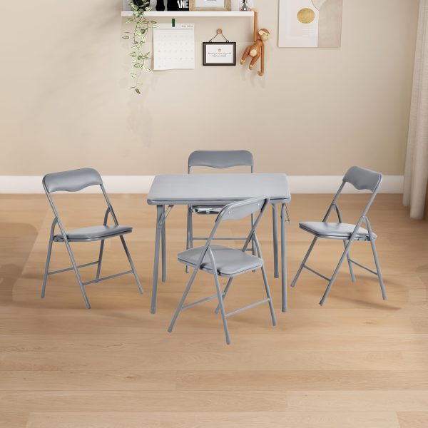 product-fancy-a650dde9-553e-4663-806a-23227fccc1af Colorful Folding Table with 24-Inch Width And 2/4 Sturdy Chairs - Vibrant, Space-Saving Design, Perfect for Family Playtime, Creative Activities, And Learning - Ideal for Fun And Creative Spaces ( 3pcs Or 5pcs)