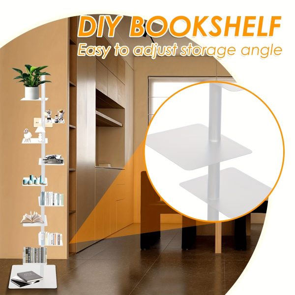 product-fancy-a67d3625-c461-42fd-851c-1779b6298b37 Spine Bookshelf | 9-layer Stylish Metal Bookshelf | Vertical Standing Book Tower | Study Bookshelf | Decorative Storage Rack for Decoration, Books, Storage, Bookcase, Small Plants
