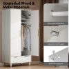 product-fancy-a79f10c7-bd8b-40aa-9c17-053f35d0c5f7 Bonnlo Fluted Wardrobe Armoire - Freestanding Wood & MDF Cabinet with Hanging Rack, Shelves & Drawers, Pre-Assembled Bedroom Closet Suitable for Apartments, Dorms, Small Spaces