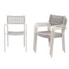 HARAISEDK Patio Dining Chairs Set Of 4/6 Stackable Ergonomic Rattan Armchairs All Weather Powder Coated Metal Frame Garden, Balcony, Poolside White/Gray