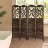 product-fancy-a7f54a35-cfa6-4a99-830c-6bfd7b83a99f 4/6 Panel Room Divider, 5.58 FT Folding Privacy Screen Room Separation, Freestanding Partition for Home Office Garden, Wood Carved Portable Room Divider Panel, Antique White/Rustic Brown