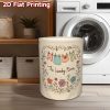 product-fancy-a80d7d30-eb5e-4f44-aea1-435ae16c8458 1pc Laundry Basket with Cute Floral & Clothespin Design - High-Capacity Foldable Hamper, Durable Polyester Fabric Storage Bin with Sturdy Handle for Bedroom, Bathroom, Dorm Organization (Beige)