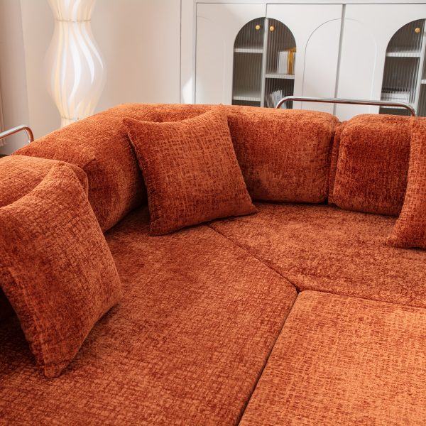 product-fancy-a8144478-e6b9-47a7-9a13-ddf1853462a4 KERDOM Chenille Oversized Sleeper Sofa Couch, 170 Inches Extra Long Convertible 3-4 Person Pull-Out Sofa Bed, Sectional Convertible Corner Sofa, Combination Spliced Block Sofa Side Table