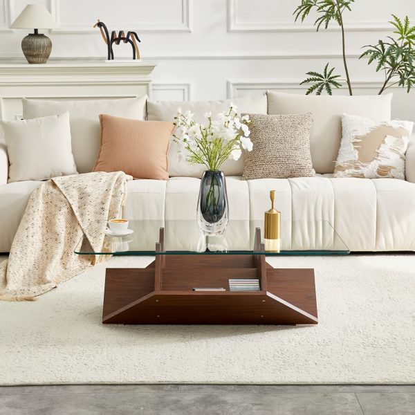 product-fancy-a819948a-4b31-4c9c-aaee-be73c2ff0df5 Coffee Table, Modern Multi-Storage Tempered Glass & MDF, Spacious Storage Compartments for Daily Essentials, Sturdy Construction Coffee Table for Living Room Bedroom Office, Contemporary Stylish Design Home Furniture with Ample Storage Space