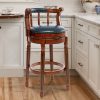 product-fancy-a8554146-a9bb-4503-bac6-ec692fa8b148 360° Swivel Modern Bar Stool with Premium Leather Seat and Dark Wood Finish - Hand-Nailed Trim, Durable Rubberwood Construction, Suitable for Kitchen Island, Home Bar, or Dining Area