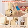 product-fancy-a877fc58-a6f0-417a-95fa-a9ca2aef2990 Triple Combination And Book Storage Organizer With Wheels - 5-tier Bookshelf + Mobile Storage Cart With Hidden Drawers, Space-saving Wooden Storage Cabinet, Suitable For Bedrooms, Playrooms, And Nurseries.