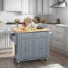 product-fancy-a87a2853-7e6d-4569-8736-f44cd47738ec Rolling Kitchen Island with Drop Leaf, Thicken Rubberwood Top, Spice Rack, Towel Rack, Drawer, 43.3" Portable Mobile Kitchen Island Carts Table, Storage Cabinet, Both Wheels And Feet