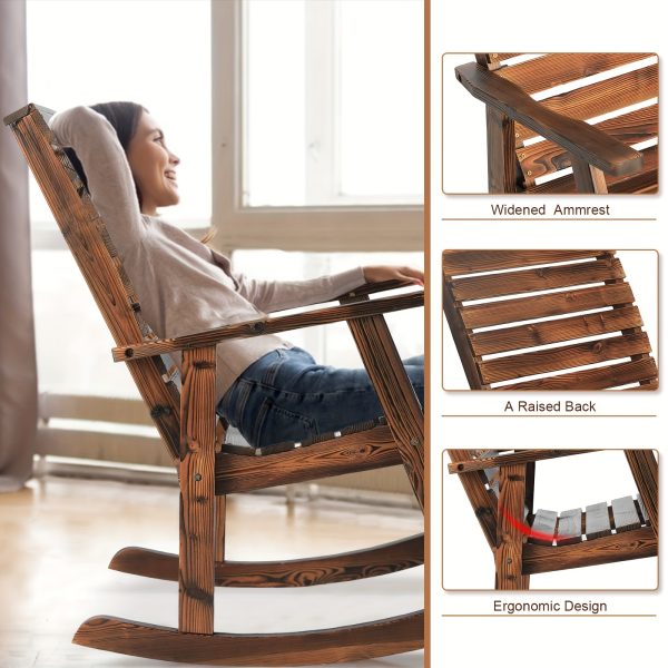 product-fancy-a899bf54-b62b-4abd-bfac-2e9262a625a9 Wooden Rocking Chair for Outdoor Use, Featuring a Rustic High Back Design, Suitable for Indoor Spaces, Backyards, And Patios, in a Natural End