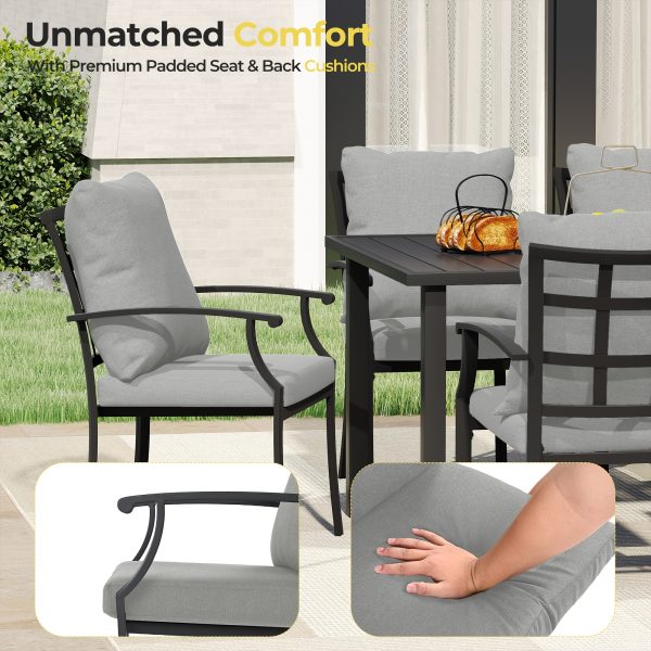 9pcs Outdoor Dining Set - Patio Dining Set for 8. Includes 1 Rectangular Table, 8 Dining Chairs with Cushions, for Lawn, Garden