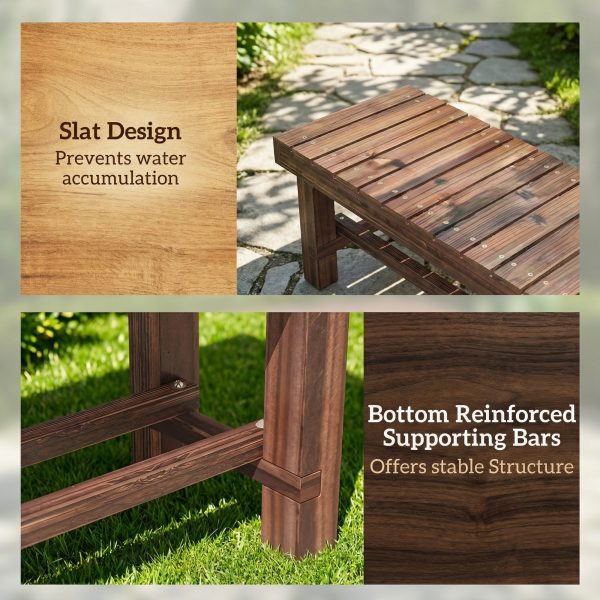 product-fancy-a8c1abf3-e940-46c0-86ac-bebe17c78a7d Carbonized Wood Garden Bench for 0.8 People, Measuring 35.4 Inches