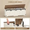 product-fancy-a8d22b3b-4e0c-4283-8938-7fd419f82d07 59" Storage Bench with Two Safety Hinges, Oversized Farmhouse Wooden Storage Box, Flip-Top Storage Ottoman, Entryway Bench for Bedroom and Living Room, White and Brown/White/Black