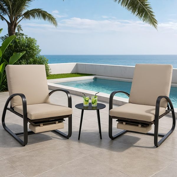 product-fancy-a8fdf0a8-5962-4d21-a8bb-8c6ffcdddb02 Set with Table Patio Chaise Lounge Chairs, Patio Recliner Chair, Outdoor Furniture Set 5-Position Adjustable, Outdoor, Bench for Deck, Lawn, Garden
