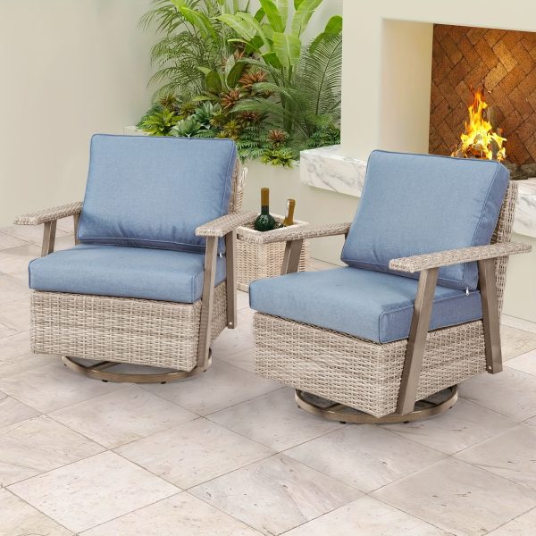 product-fancy-a90151ed-8301-4d11-9c56-62e09e07c98e 2pcs Oversized Outdoor 360°Swivel Rocker Patio Chairs Set, 2pcs Oversized Rocking Chair, Outdoor Swivel Rocking Glider Chairs Set Of 2, PE Wicker Rattan Outdoor Patio Swivel Rocking Furniture Set for Garden Porch