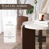product-fancy-a96832b2-c62a-4196-8112-3b241dee3ecd Brown Marble Look Side Table, Faux Marble MDF End Table for Living Room, Bedroom - Modern Accent Table with Lower Shelf for Couch, Sofa, Small Apartment