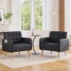 product-fancy-a9a70e3d-be8f-49b1-8d34-36dec60f49fc Armchair, Faux Leather Decorative Chair, Mid-Century Modern Tufted Lounge Chair with Wooden Legs And Pockets, Comfortable Kids' Chair, Reading Chair for Living Room, Waiting Room, Bedroom, Room, Cozy Reception Armchair