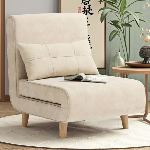 product-fancy-aa198611-2c0b-48a4-87cd-4d6de0f413bf 3-in-1 Convertible Sofa Bed Sleeper Chair with Pull-Out Bed, 6-Level Adjustable Backrest & Cushioned Armrests - Space-Saving Modern Furniture for Small Apartments, Dorms, Guest Rooms - Beige Sofa Chair Converts to Bed, Sleeper Sofa Bed