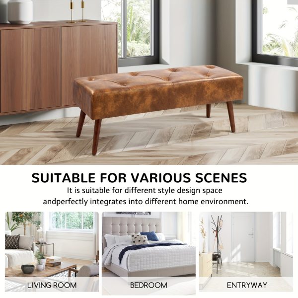 product-fancy-aa250e21-46fe-4c3f-882f-563acaa0818f 44-inch Brown Pu Bench, Bedroom Bench, Living Room Shoe Bench, Suitable for Multiple Scenes, Multiple Colors Available