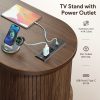 product-fancy-aa3e523b-f6c2-4d6e-8234-ebfa7ac9650b 68 Inch Mid-Century TV Stand for TVs Up to 70 Inch, Entertainment Center with Storage, Power Outlet, Recessed Sliding Doors & Adjustable Shelves, Modern Media Console for Living Room, Housewarming Gift