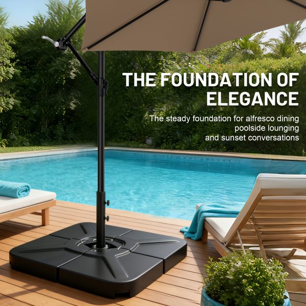 [Sturdy Umbrella Stand] Sturdy 4-Part Cantilever Umbrella Stand - 290Lbs Square Base That Can Be Filled with Sand Or Water, Ideal for Offset Patio Umbrellas, Suitable for Gardens, Pools, Decks, And Backyards