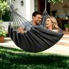 product-fancy-aa810103-1e25-4091-bd61-a6212d6a76e5 1pc Patio/Outdoor Hammock with Support Pole, Sturdy Dark Gray Fabric Hammock with Anti-Tip Design, Durable with Tie-Down Ropes - Ideal for Relaxing in the Patio, Outdoors, Indoors, and Camping, for Outdoor Hammock Use