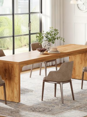 Modern 78-Inch Wooden Dining Table - Natural Wood Finish, Minimalist Design - Large Rectangular Kitchen or Dining Room Table for 6-8 - Sturdy Base with Space-Saving Legs - Perfect for Home Entertaining and Everyday Use - Kitchen Table