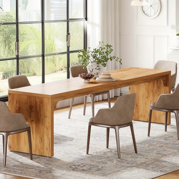 product-fancy-aa96e419-a08f-48d2-bf4f-6b6141b040cd Modern 78-Inch Wooden Dining Table - Natural Wood Finish, Minimalist Design - Large Rectangular Kitchen or Dining Room Table for 6-8 - Sturdy Base with Space-Saving Legs - Perfect for Home Entertaining and Everyday Use - Kitchen Table