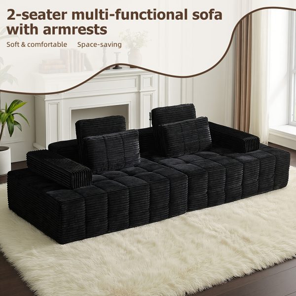 product-fancy-aa9f4038-7200-4ef2-b143-6beaf13b3124 L Couch Sofa Sectional for Sofa Living Room Convertible Couch Bed with Deep Seats Lounge Chairs, Corduroy, Boneless Sectional Couches, Living Room/Bedroom - Modular Living Room Furniture Set Ideal Multifunctional Couch - No Assembly Required (Black