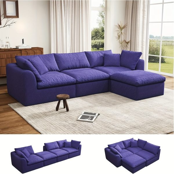 product-fancy-aafbbec7-7cd9-4c34-944e-fe7b46118dc7 Modular Sectional Sofa with Movable Ottoman | No Assembly Required, Boneless Cloud Couch, Deep Seat L-Shaped, Suitable for Living Room, Bedroom, and Apartment