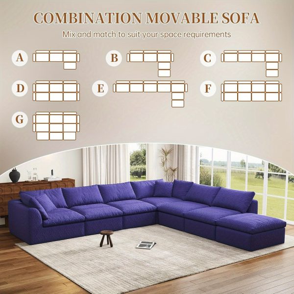 product-fancy-ab21cf0a-b8f0-49b6-ace6-e89b2ce64f47 Modular Sectional Sofa with Movable Ottoman | No Assembly Required, Boneless Cloud Couch, Deep Seat L-Shaped, Suitable for Living Room, Bedroom, and Apartment