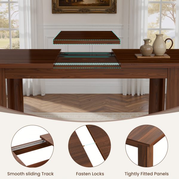 product-fancy-ab2ca02e-3657-4554-9b79-3ca90c28a1d4 59"-77" Extendable Dining Table, Modern Kitchen Rectangular Table for 6-8, Farmhouse Table with Easy Pull-Out Extension for Family Meals, Space-Saving, Suitable for Kitchen, Living Room, Home
