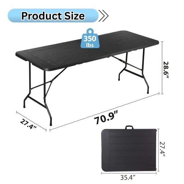 product-fancy-ab36495e-219e-4d20-ab54-dfdc545d91ae 6FT Folding Table, 6 Foot Folding Table Heavy Duty, Portable Plastic Folding Table with Handle, Fold in Half Table for Indoor Outdoor Use, Fold Up Table for Camping Dining Party Picnic Events