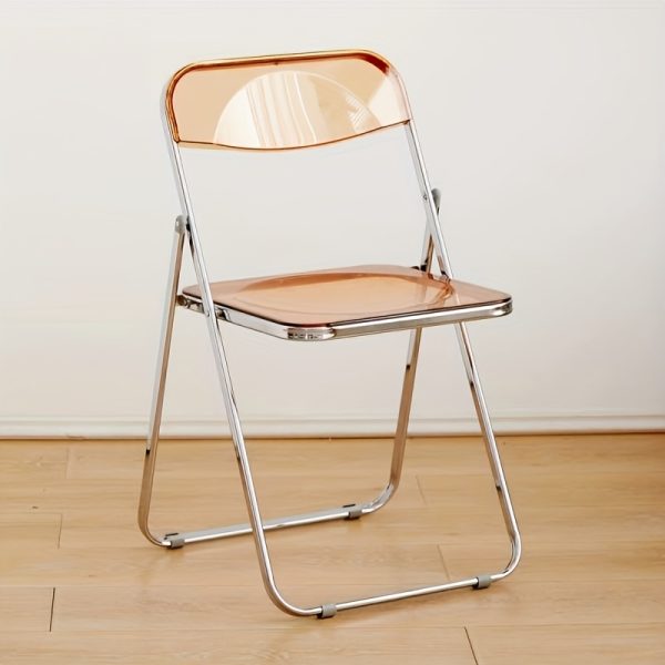 product-fancy-ab365502-a69f-49c9-95ca-ccff8971f6d0 Easy Photography Clothing Store Stool, No Cushion Design, Transparent Acrylic Folding Chair, Suitable for Restaurants, Offices, Reception Areas, Etc., Modern Minimalist Style Living Room Chair