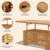 [Outdoor Wicker Table] Extendable Outdoor Wicker Coffee Table Measuring 51.25 Inches in Length And 27 Inches in Width, Featuring a Luxurious Brown Woodgrain End That Offers a Natural Feel And Outstanding Durability