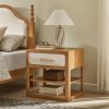 product-fancy-ab76ec0f-450c-46d7-a3f4-5b9284244a9b Morden Fort 24" Wide End Table with Drawer & Open Shelf | Modern Nightstand Side Table, Fully Assembled, Wood Bed Side Table for Living Room, Small Space, Bedroom, Dark Brown, Light Brown