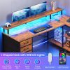 product-fancy-ab9d24dd-55b4-4c6d-965f-7a448219e876 L-Shaped Workstation Featuring Four Drawers, Storage Shelves, And LED Lighting, Suitable for a Home Office