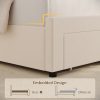 product-fancy-aba20b16-7916-4337-a3e9-958a51dd8a74 FULTRU Upholstered LED Bed Frame in Full, Queen, Or King Size with Two Storage Drawers, Velvet Platform Bed Featuring a Wingback Headboard, Sturdy Wooden Slats for Support, No Need for a Box Spring, Headboard with a Splicing Design