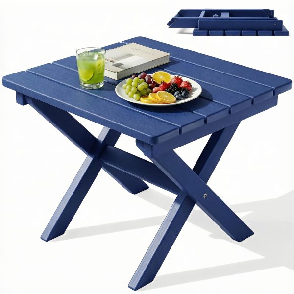 product-fancy-abda066b-59fd-46bc-ac28-6168232a3117 Collapsible Outdoor Side Table, Durable HDPE Adirondack Table, Convenient Portable End Table, Resistant to Weather for Camping, RV, Poolside, Garden, Suitable for Indoor And Outdoor Use